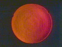 © W. Rohr; Synta Objektiv 150 mm / 1200 mm, nach der Behandlung Foucault-Test: rot-orange